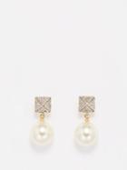 Valentino Garavani - Rockstud Crystal-embellished Faux-pearl Earrings - Womens - Pearl
