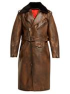 Matchesfashion.com Calvin Klein 205w39nyc - Shearling Collar Leather Coat - Womens - Brown