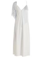 Matchesfashion.com Ellery - Fandango V Neck Fringed Crepe Midi Slip Dress - Womens - White