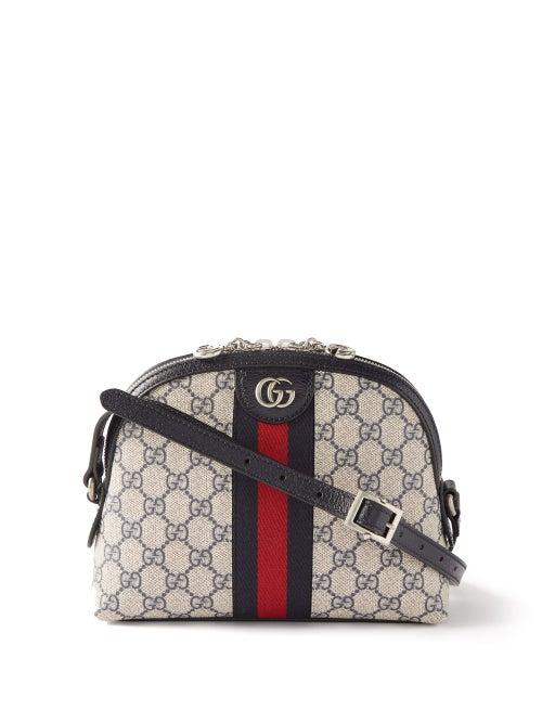 Gucci - Ophidia Gg Web-stripe Leather-trim Shoulder Bag - Womens - Blue Beige