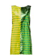 Matchesfashion.com Halpern - Striped Sequinned Mini Dress - Womens - Green Print