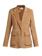 Matchesfashion.com Gabriela Hearst - Louisa Single Breasted Micro Corduroy Jacket - Womens - Camel