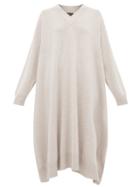 Matchesfashion.com Eskandar - V Neck Cashmere Midi Dress - Womens - Light Grey