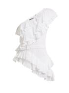 Matchesfashion.com Isabel Marant - Zellery One Shoulder Broderie Anglaise Cotton Top - Womens - White