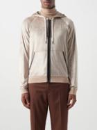 Tom Ford - Zipped Velour Hooded Sweatshirt - Mens - Light Brown