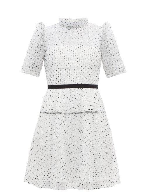 Matchesfashion.com Self-portrait - Ruffled Dotted-tulle Mini Dress - Womens - White