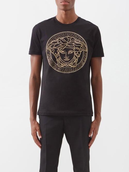 Versace - Crystal Medusa Cotton-jersey T-shirt - Mens - Black