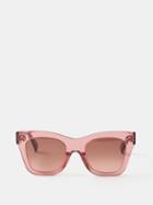 Celine Eyewear - Square Acetate And Metal Sunglasses - Womens - Pink Multi