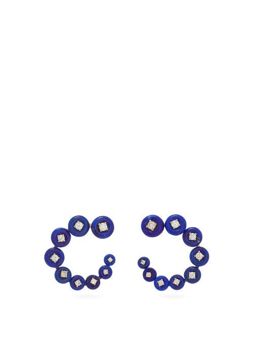 Matchesfashion.com Fernando Jorge - Surrounding Diamond & 18kt Rose Gold Earrings - Womens - Blue