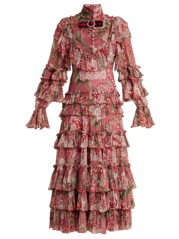 Gucci Ruffled Silk-georgette Gown