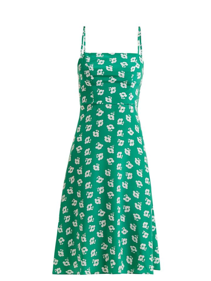 Hvn Nora Floral-print Silk Slip Dress