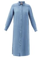 Matchesfashion.com Le Sirenuse, Positano - Dove Lightwind Linen Shirt Dress - Womens - Blue