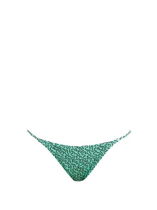 Matchesfashion.com Fisch - Cayes Linear Print Bikini Briefs - Womens - Green