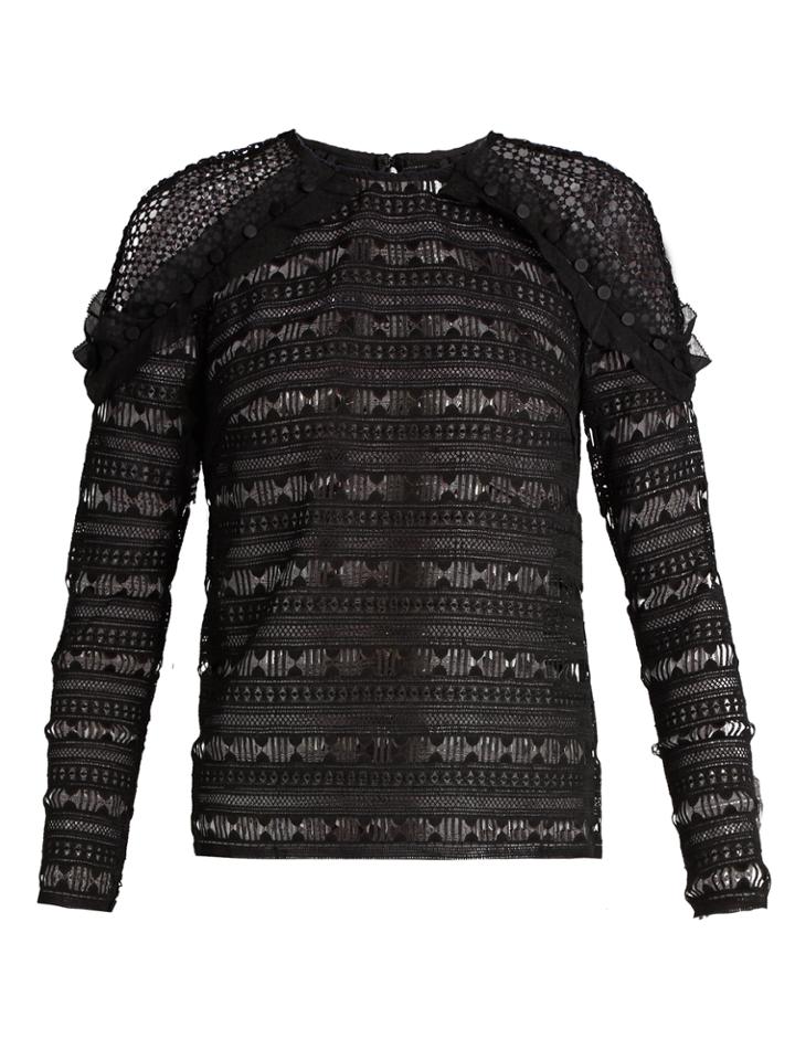 Self-portrait Ruffled-shoulder Hourglass-lace Top