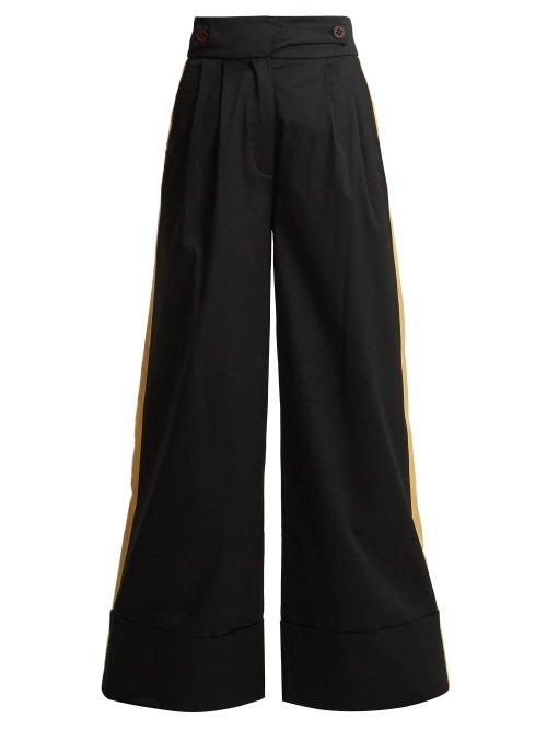 Matchesfashion.com Palmer//harding - Side Stripe Wide Leg Trousers - Womens - Black