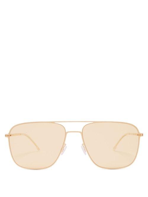 Matchesfashion.com Mykita - Steen Aviator Frame Metal Sunglasses - Mens - Gold