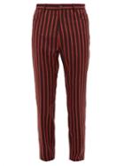 Matchesfashion.com Ann Demeulemeester - Striped Mid Rise Wool Blend Trousers - Mens - Black Red
