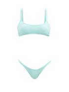 Ladies Beachwear Lisa Marie Fernandez - Kk Scoop-neck Seersucker Bikini - Womens - Green
