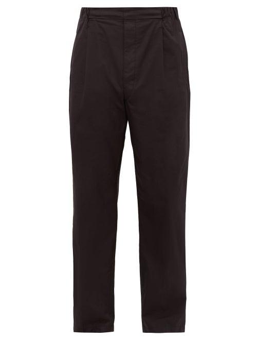Matchesfashion.com Lemaire - High-rise Cotton-poplin Trousers - Mens - Dark Grey