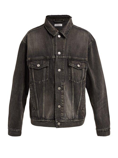 Matchesfashion.com Balenciaga - Logo Printed Oversized Denim Jacket - Womens - Black