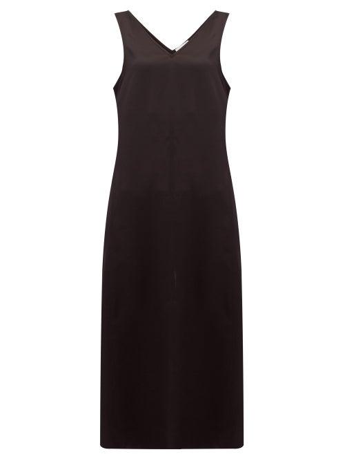 Matchesfashion.com Raey - High V Neck Silk Midi Dress - Womens - Black