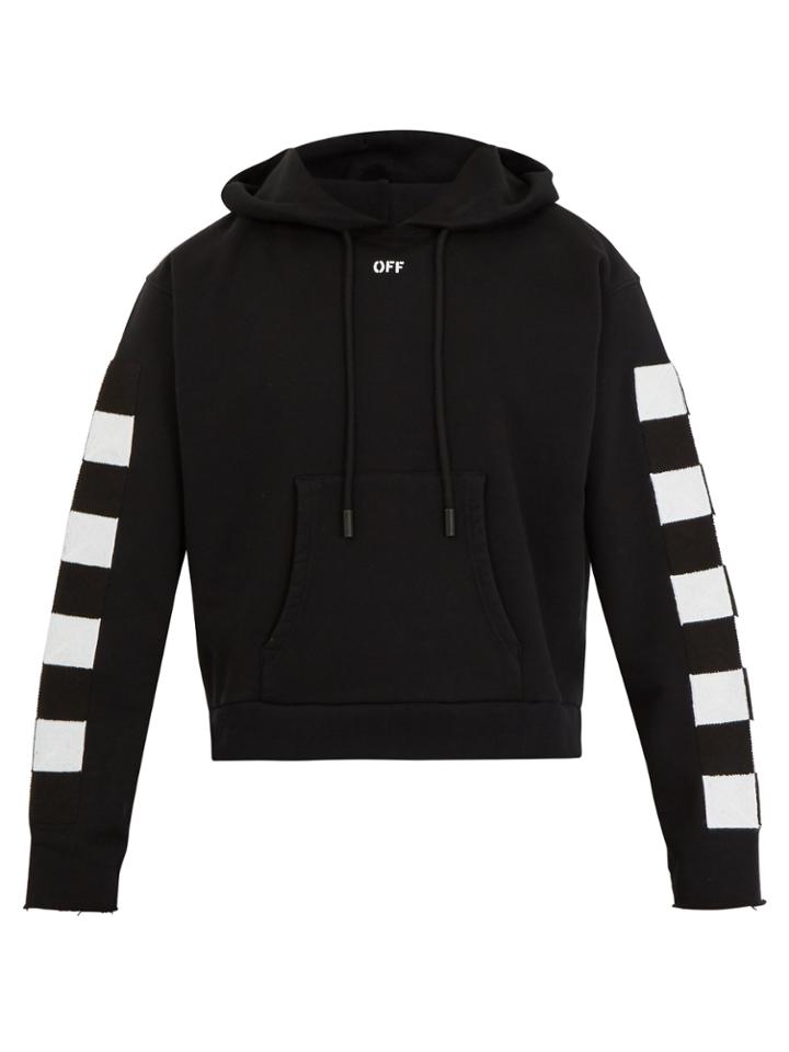 Off-white Checkered Cropped Hooded Cotton Sweatshirt