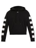 Off-white Checkered Cropped Hooded Cotton Sweatshirt