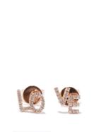 Rosa De La Cruz - Love Text Diamond & 18kt Rose-gold Earrings - Womens - Rose Gold