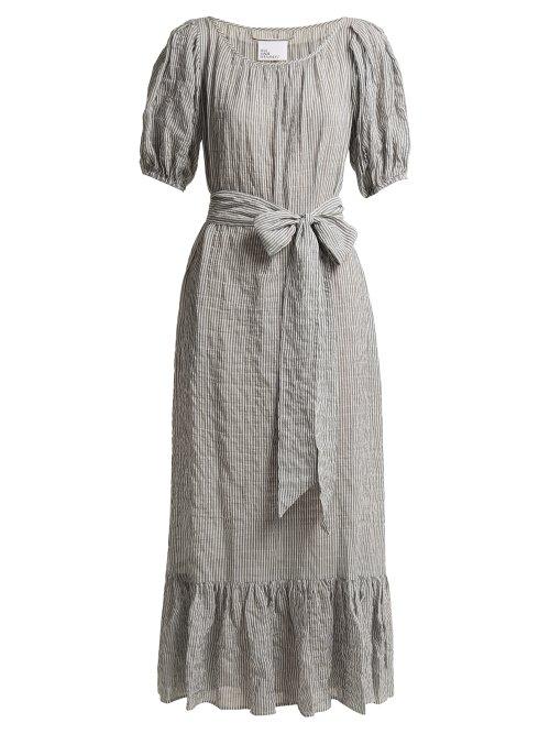 Matchesfashion.com Lisa Marie Fernandez - Puff Sleeve Seersucker Dress - Womens - Black Stripe