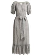 Matchesfashion.com Lisa Marie Fernandez - Puff Sleeve Seersucker Dress - Womens - Black Stripe