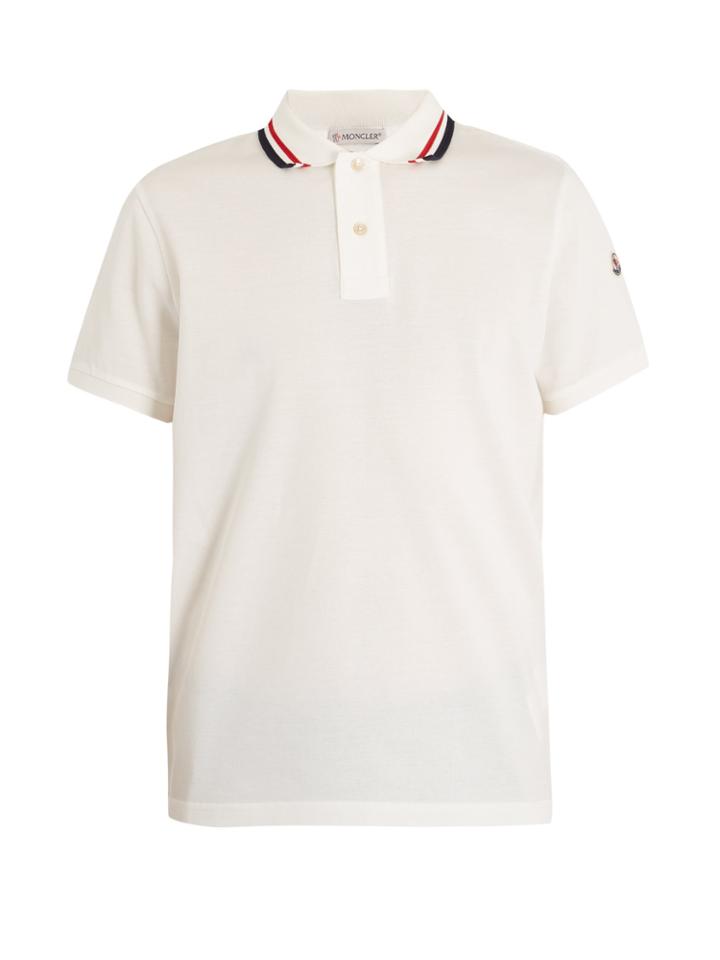 Moncler Contrast Striped-collar Cotton-piqu Polo Shirt
