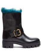 Prada Fur-lined Leather Ankle Boots