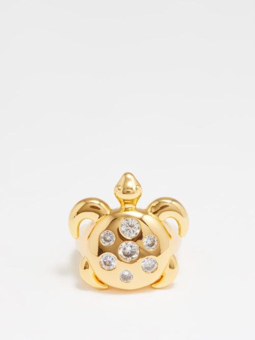 Timeless Pearly - Turtle Crystal & Gold-plated Ring - Womens - Yellow Gold