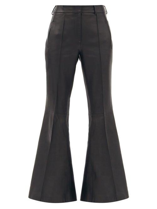 Matchesfashion.com Khaite - Charles Kick-flared Leather Trousers - Womens - Black