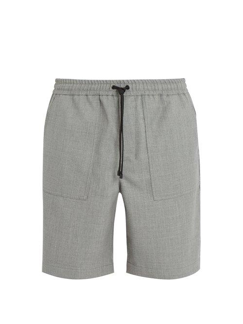 Matchesfashion.com Ami - Elasticated Waist Straight Leg Wool Shorts - Mens - Grey