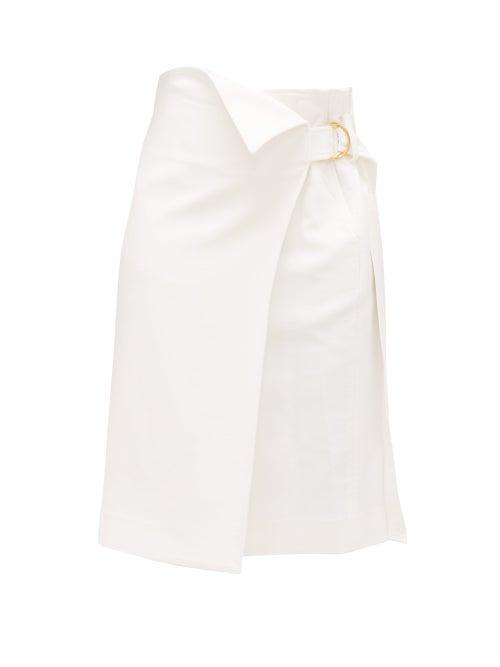 Matchesfashion.com Proenza Schouler - Asymmetric Twill Wrap Skirt - Womens - Ivory