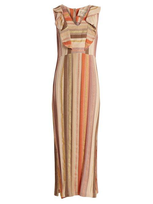 Matchesfashion.com Ace & Jig - Magdalena V Neck Striped Cotton Blend Dress - Womens - Multi