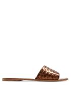 Matchesfashion.com Bottega Veneta - Intrecciato Leather Slides - Womens - Bronze