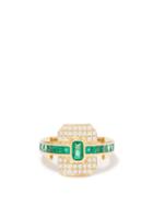 Rainbow K - Shield Diamond, Emerald & 18kt Gold Ring - Womens - Gold Multi
