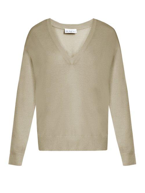 Matchesfashion.com Raey - V Neck Fine Knit Cashmere Sweater - Womens - Grey