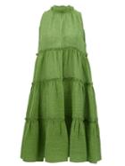 Matchesfashion.com Lisa Marie Fernandez - Erica Tiered Linen-blend Midi Dress - Womens - Green