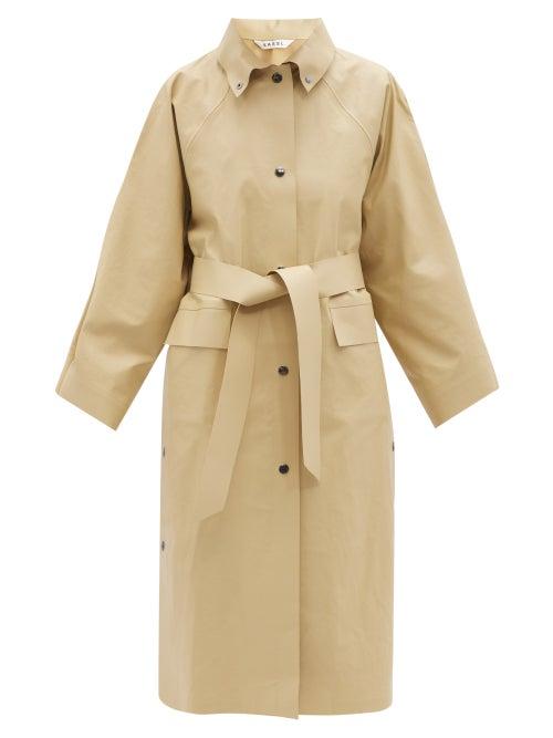 Matchesfashion.com Kassl Editions - Press-stud Belted Cotton-blend Raincoat - Womens - Beige