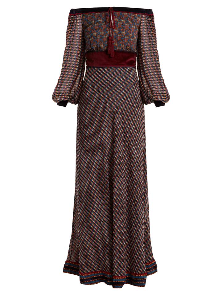 Talitha Ashanti Geometric-print Silk-georgette Dress
