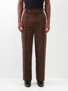 S.s. Daley - Pintucked Cotton-twill Trousers - Mens - Brown