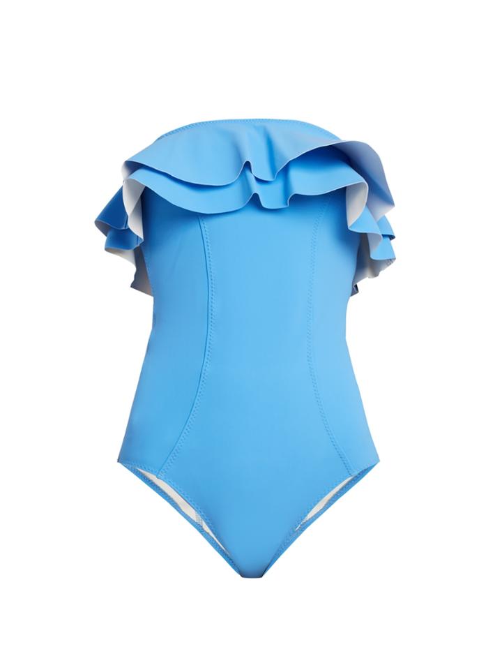 Lisa Marie Fernandez Sabine Ruffle Bonded Bandeau Swimsuit