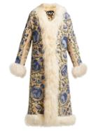 Matchesfashion.com Zazi Vintage - Suzani Embroidered Shearling Coat - Womens - White Multi