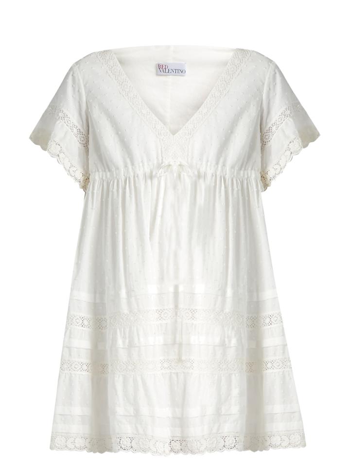Redvalentino Lace-trimmed Swiss-dot Cotton Dress