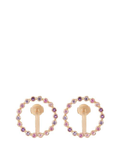 Charlotte Chesnais Saturn Small Sapphire, Amethyst & Gold Earrings