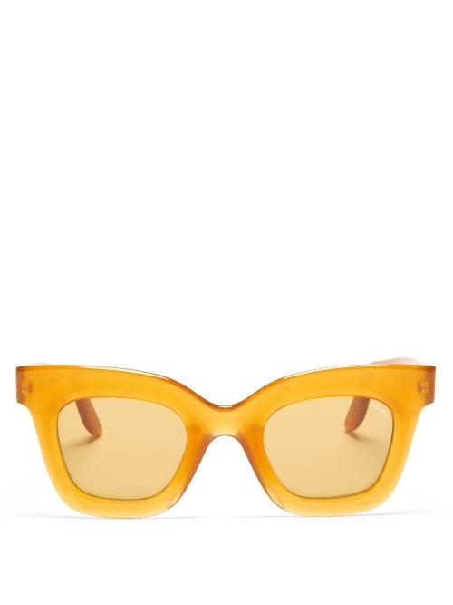 Matchesfashion.com Lapima - Lisa X Oversized Square Acetate Sunglasses - Womens - Light Yellow