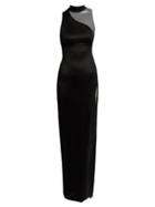 Matchesfashion.com Galvan - Shadow Satin And Mesh Dress - Womens - Black